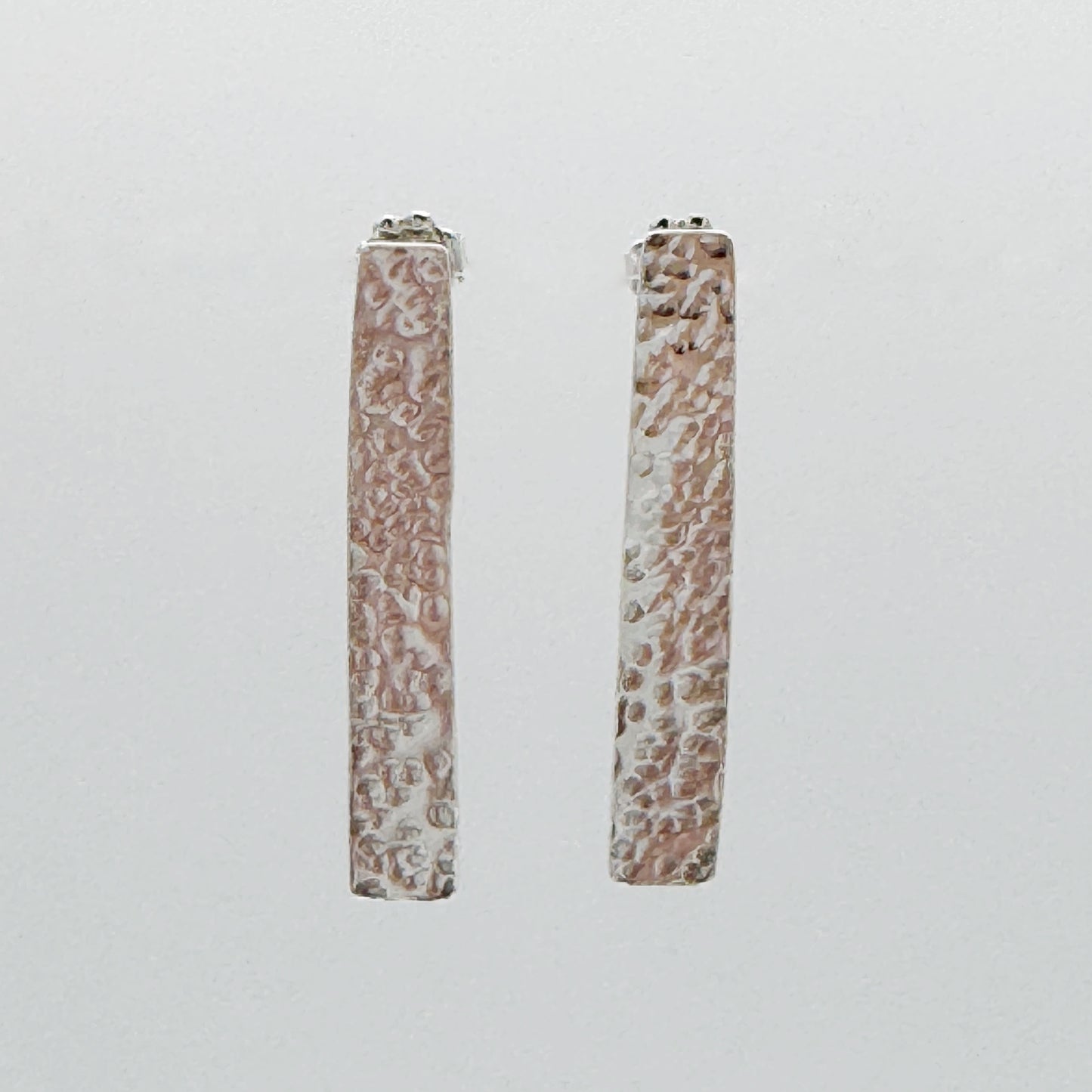 Sterling Silver Hammered Bar Studs