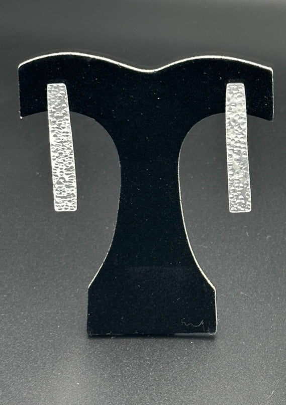 Sterling Silver Hammered Bar Studs