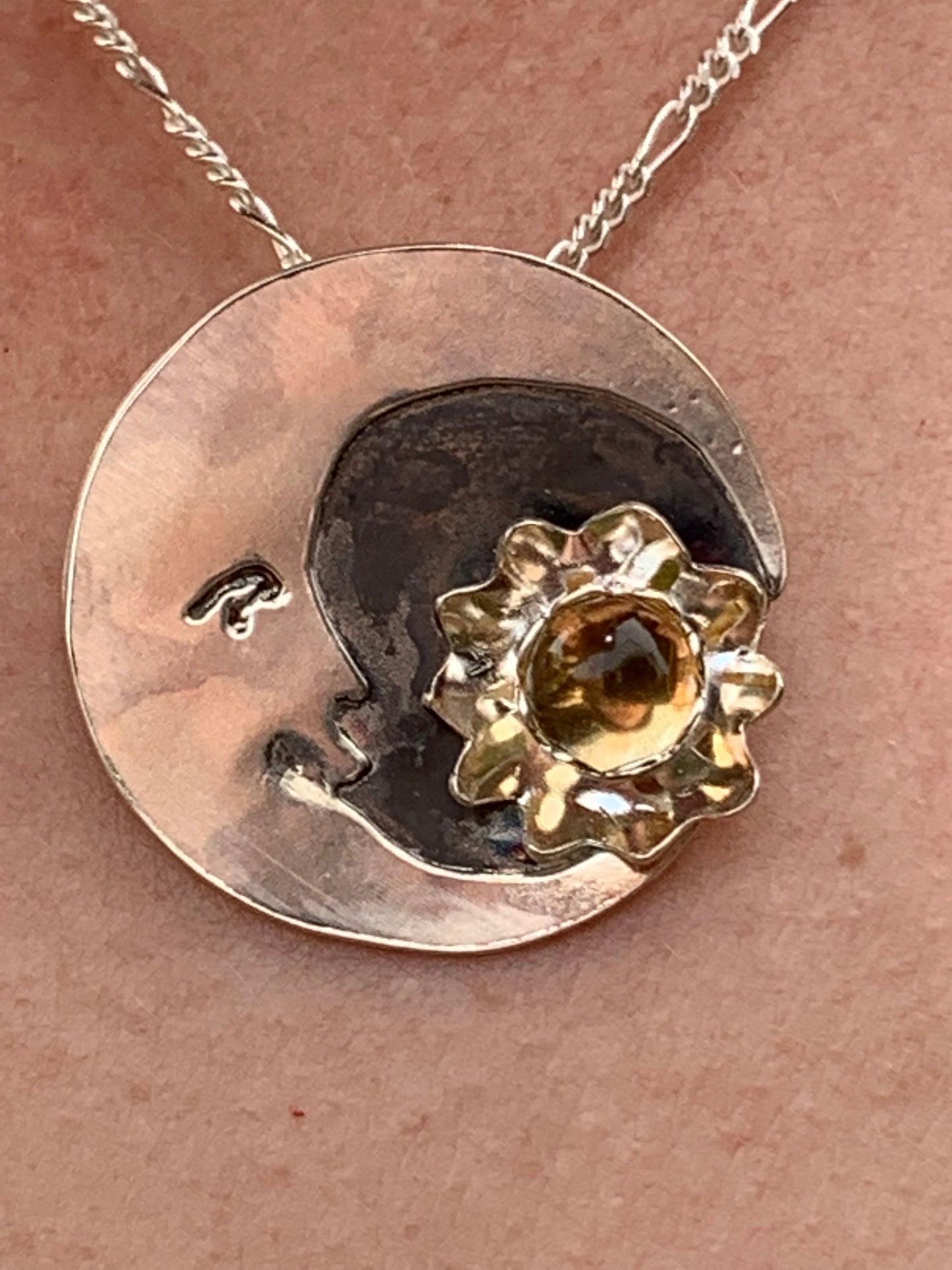 Moon with Citrine Sun Pendant